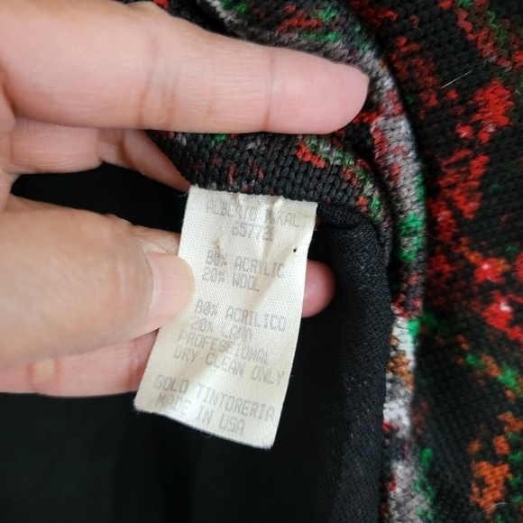 ALBERTO MAKALI Women's Open Front Cardigan Sz L Red Multi Wool Blend Chevron - Picture 10 of 12